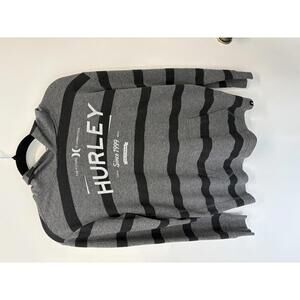 Hurley Gray and Black Striped Hoodie Sweatshirt